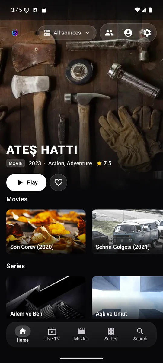 TK IPTV Player telefon ana sayfa